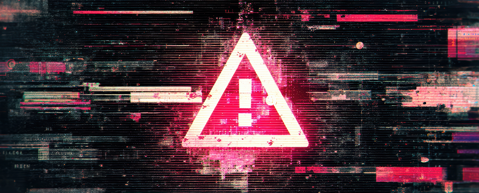 rotes digitales Warndreieck auf schwarz-roten Elementen