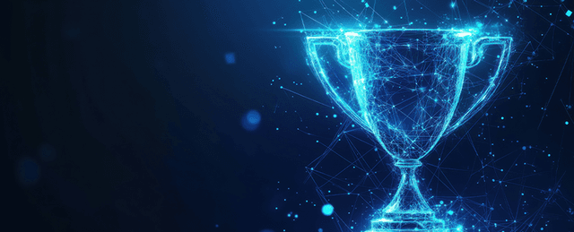 Blauer Pokal mit Cyberoptik