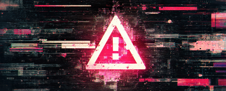rotes digitales Warndreieck auf schwarz-roten Elementen